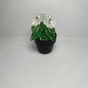 Green and White Decorative Flower Pot